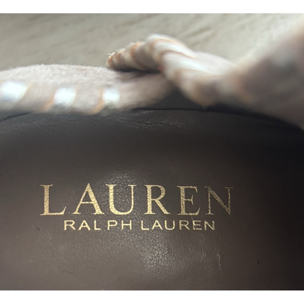 Lauren Ralph Lauren Bryna Suede Ankle Booties Whipstitch Taupe 6.5B Side Zipper - Picture 13 of 13